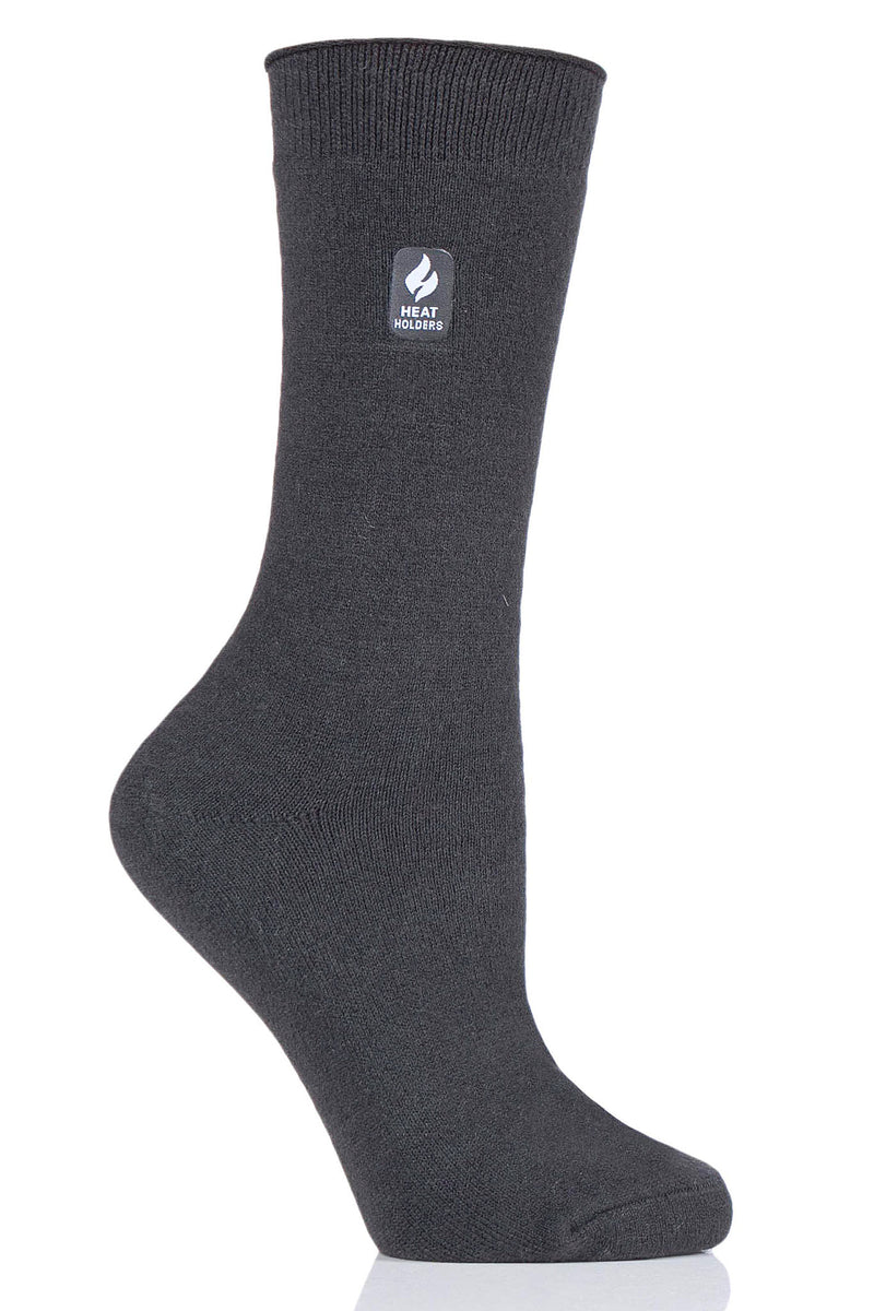 Heat Holders Holly Women's Ultra Lite Solid Thermal Crew Sock Charcoal