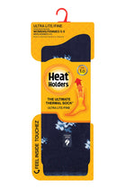 Heat Holders Women's Bellis Ultra Lite Floral Thermal Crew Sock Navy - Packaging
