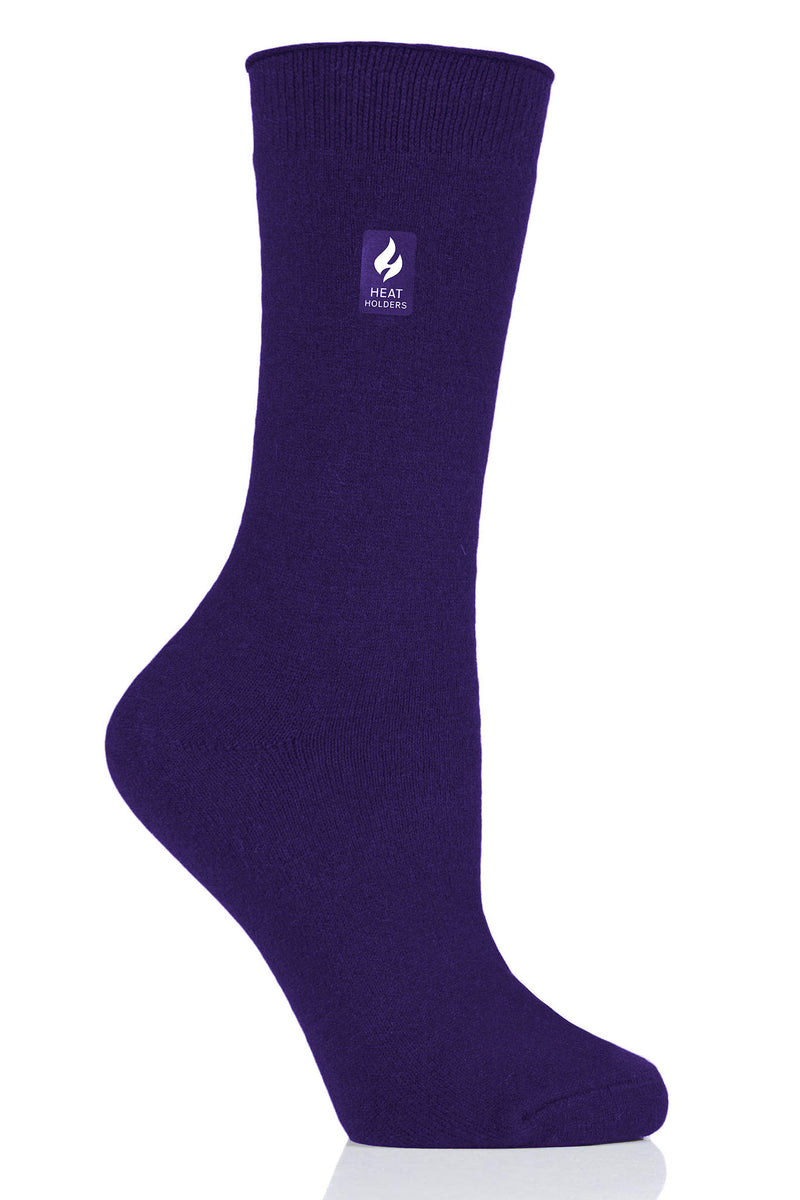 Heat Holders Holly Women's Ultra Lite Solid Thermal Crew Sock Purple