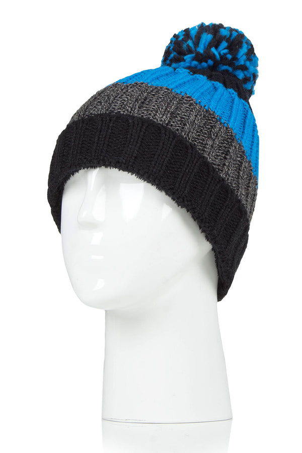 Heat Holders Kids Transverse Thermal Hat Black/Charcoal/Blue