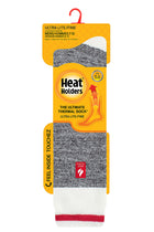 Heat Holders Men's Charlie Ultra Lite Cream Block Twist Long Thermal Sock Charcoal - Packaging