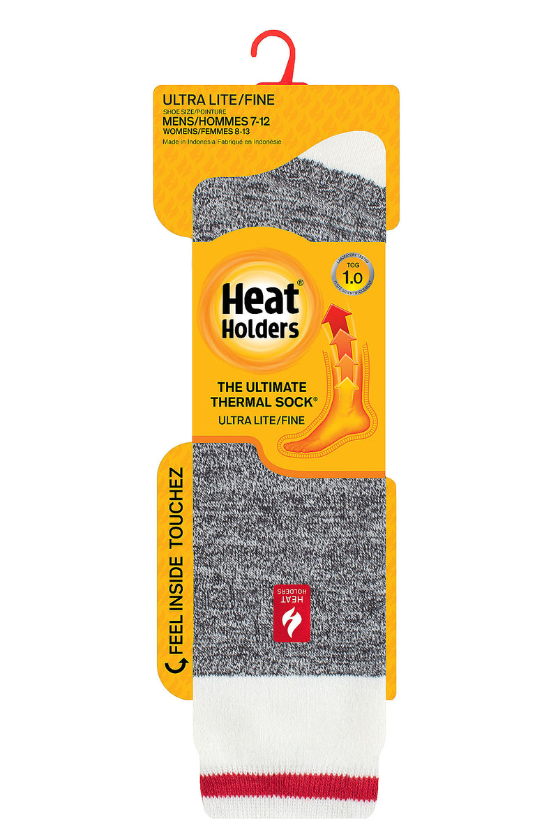 Heat Holders Men's Charlie Ultra Lite Cream Block Twist Long Thermal Sock Charcoal - Packaging