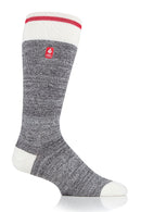 Heat Holders Men's Charlie Ultra Lite Cream Block Twist Long Thermal Sock Charcoal