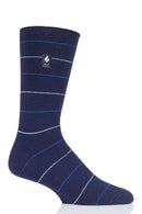 Heat Holders Men's Corbin Ultra Lite Fine Stripe Thermal Crew Sock Navy