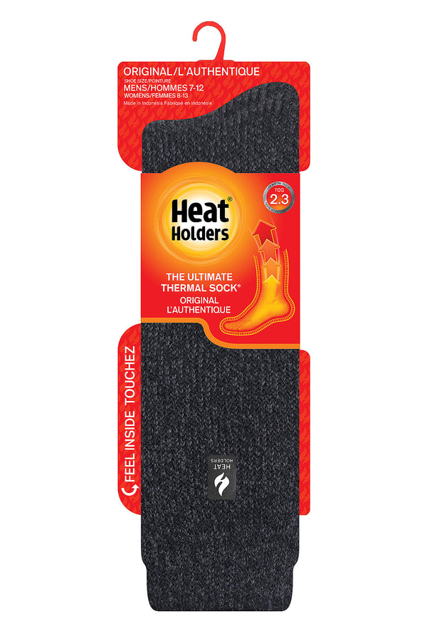 Heat Holders Men's Gabriel Original Twist Long Thermal Sock Black/Charcoal - Packaging