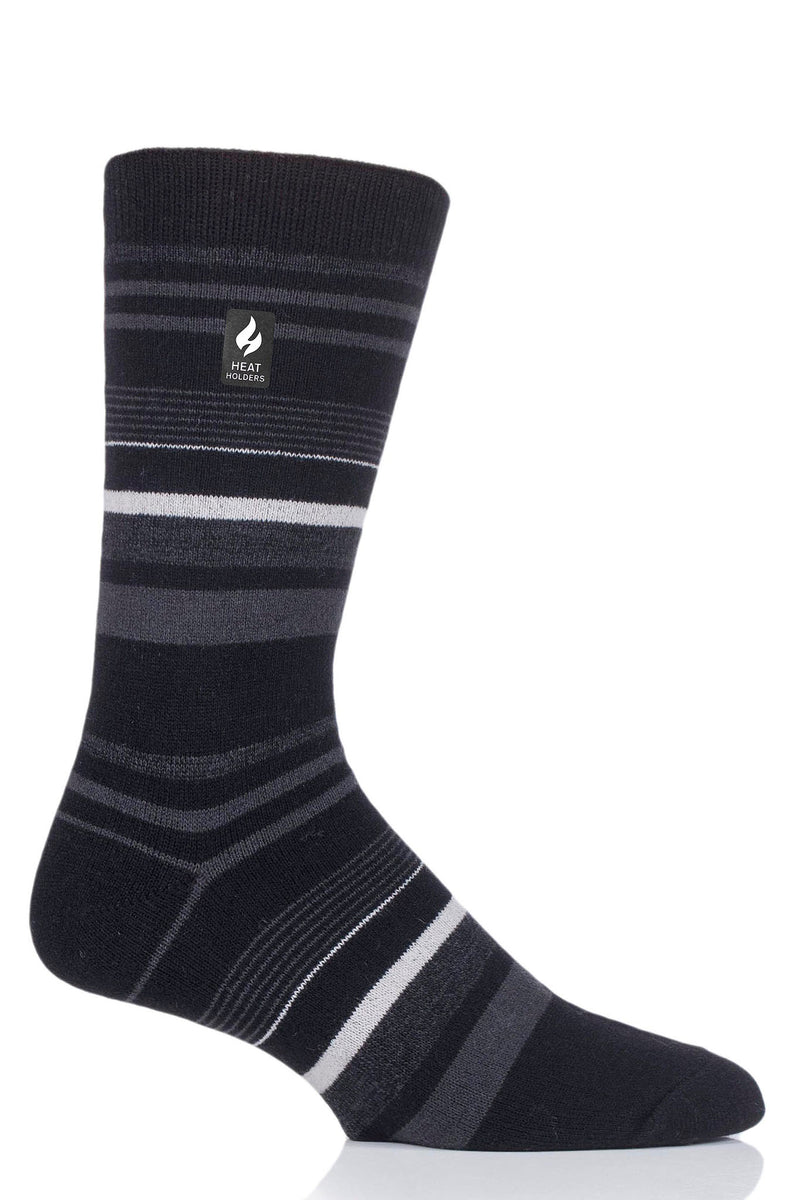 Heat Holders Men's George Ultra Lite Stripe Thermal Crew Sock Black