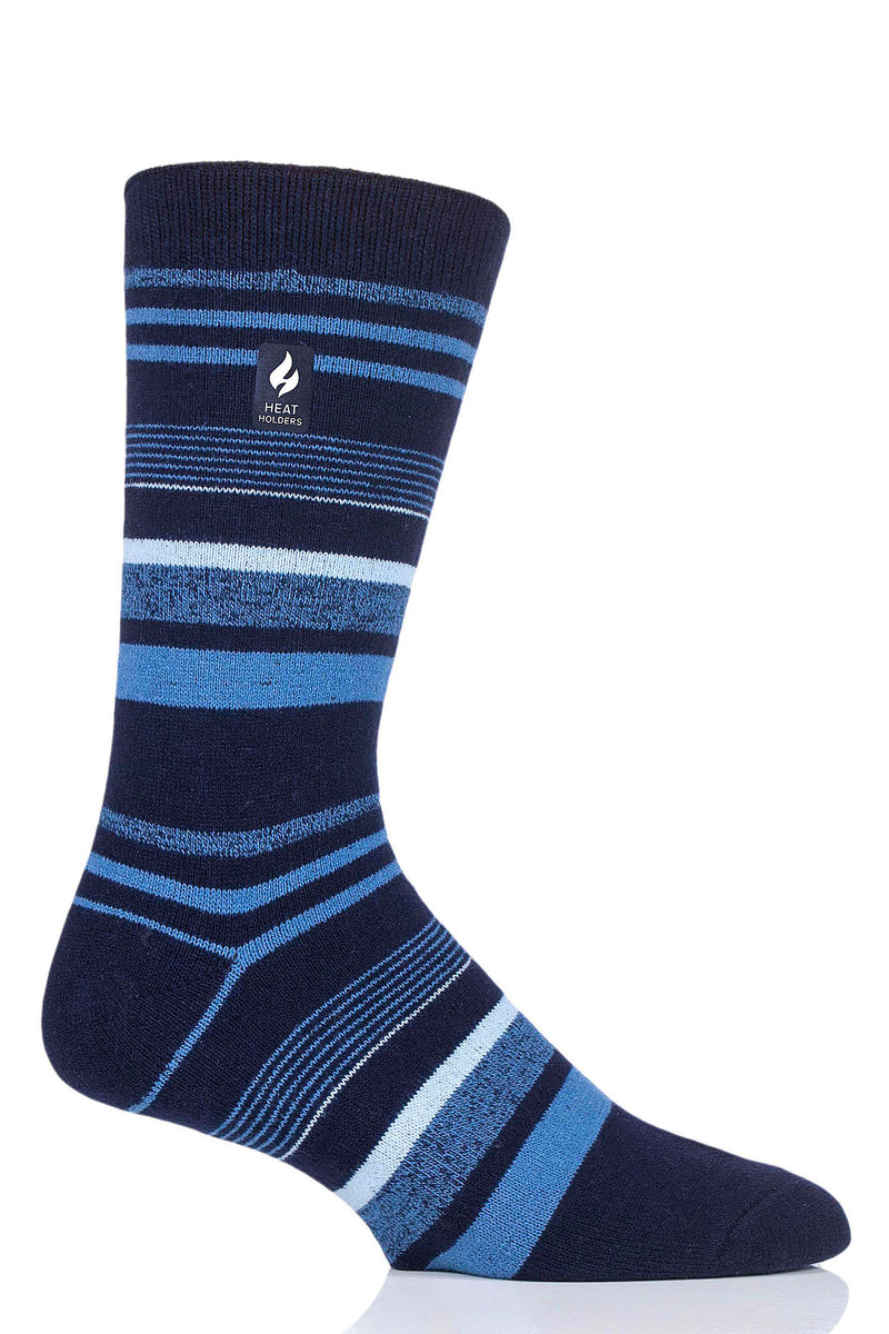 Heat Holders Men's George Ultra Lite Stripe Thermal Crew Sock Navy