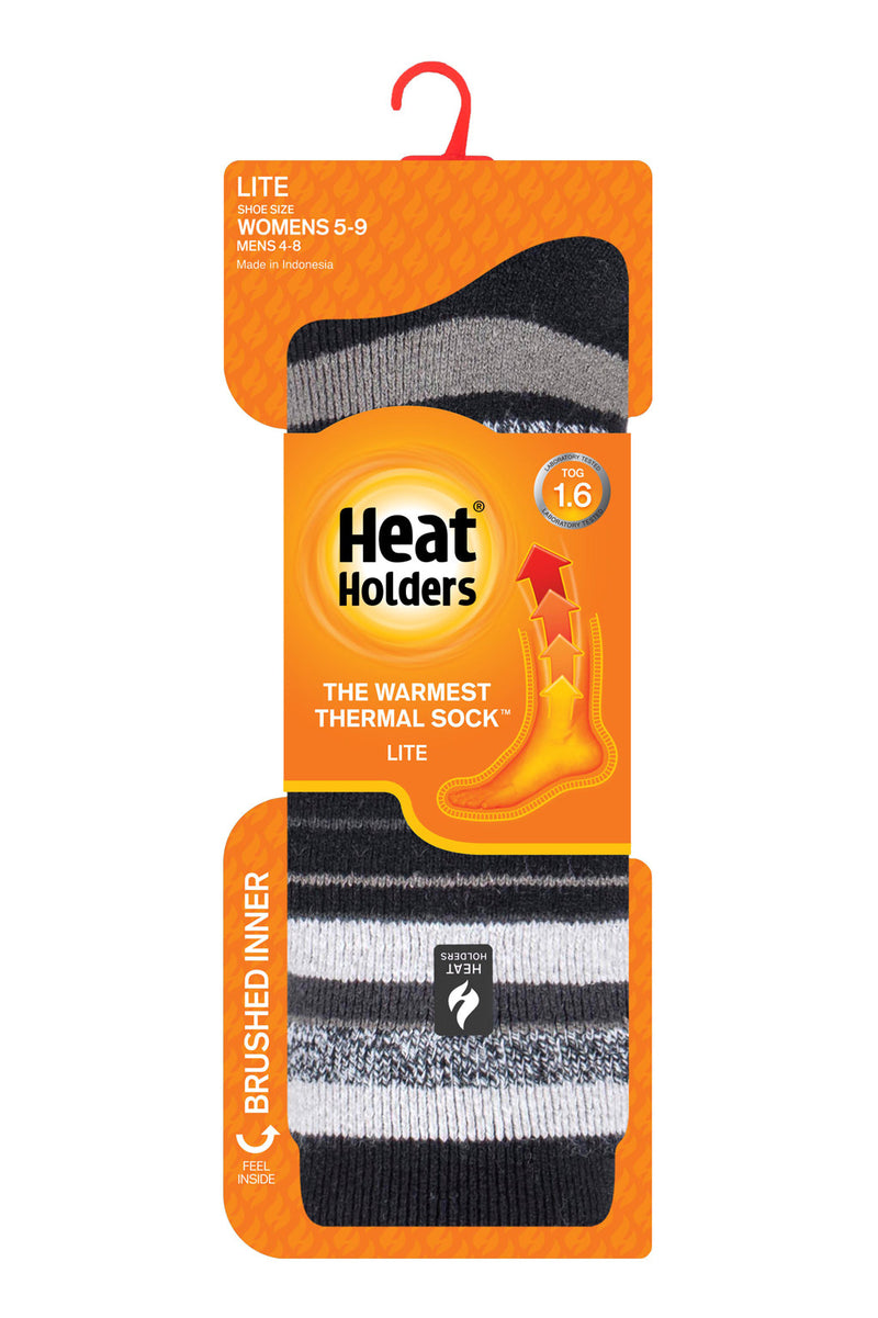 Heat Holders Womens Peony Multi Stripe LITE Socks Black Pack