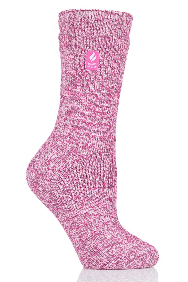 Heat Holders Women's Primrose Twist Thermal Crew Sock Berry/Light Pink