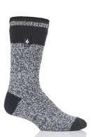 Heat Holders Men's Rook Original Block Twist Thermal Crew Sock Charcoal/Light Grey