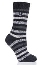 Heat Holders Rosebud Women's Multi Twist Stripe Thermal Crew Sock Black/Light Grey