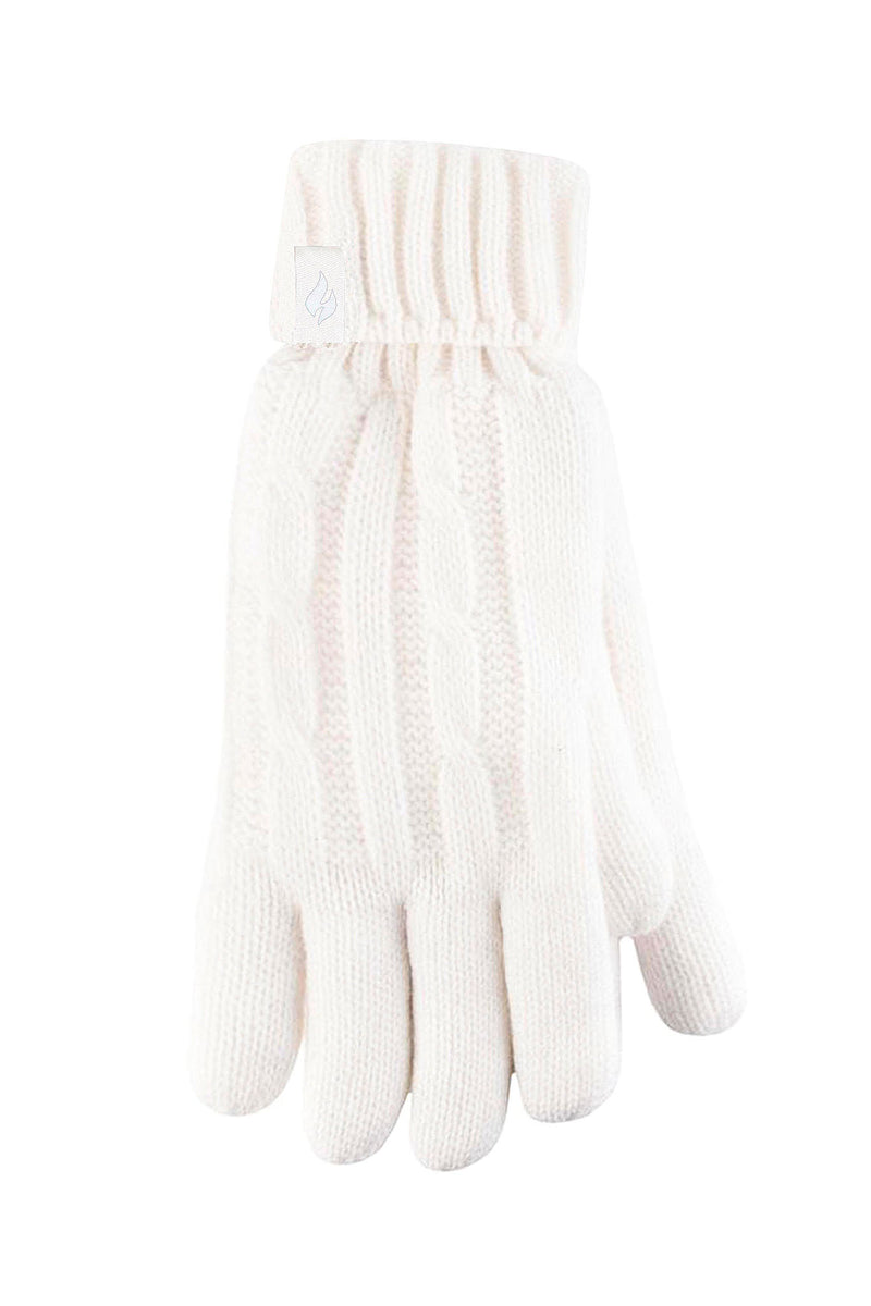 Heat Holders Women's Amelia Cable Knit Thermal Gloves Winter White