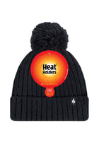 Heat Holders Women's Arden Rib Knit Roll Up Thermal Hat Black - Packaging
