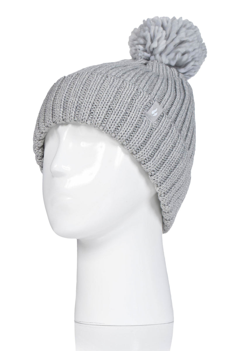 Heat Holders Women's Arden Rib Knit Roll Up Thermal Hat Cloud Grey