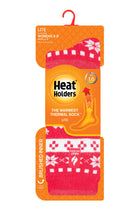 Heat Holders Women's Carol Lite Festive Fairisle Thermal Crew Sock Red/Cream - Packaging