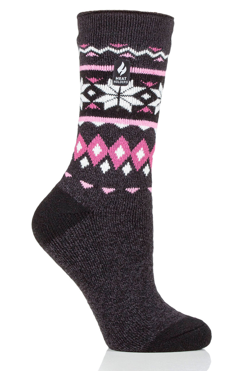 Heat Holders Women's Melissa Lite Fairisle Thermal Crew Sock Black/Charcoal