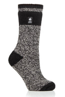 Heat Holders Women's Snowdrop Block Twist Thermal Crew Sock Black/Cream