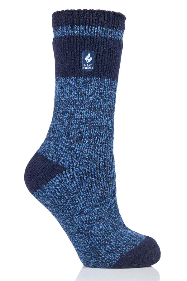 Heat Holders Women's Snowdrop Block Twist Thermal Crew Sock Navy/Denim