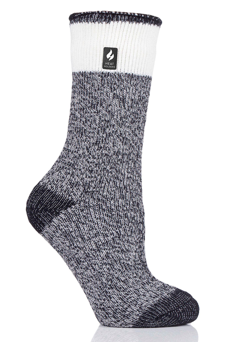 Heat Holders Women's Willow Lite Block Twist Thermal Crew Sock Black