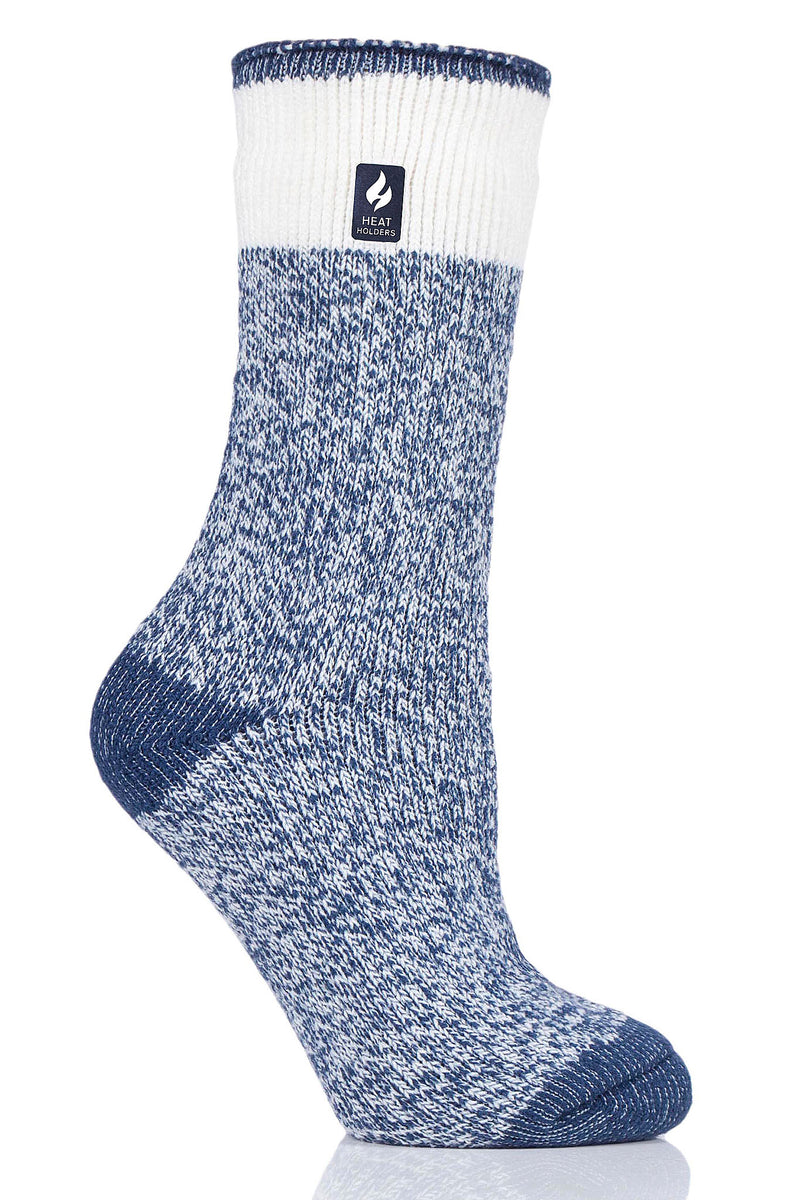 Heat Holders Women's Willow Lite Block Twist Thermal Crew Sock Navy