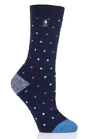 Heat Holders Women's Berry Spots Pattern ULTRA LITE™ Thermal Crew Sock Navy