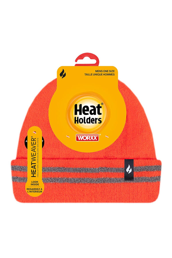 Heat Holders Worxx Men's Richard Roll Up Thermal Hat Bright Orange - Packaging