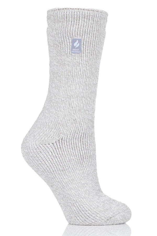 Heat Holders Women's Primrose Twist Thermal Crew Sock Light Grey/Cream