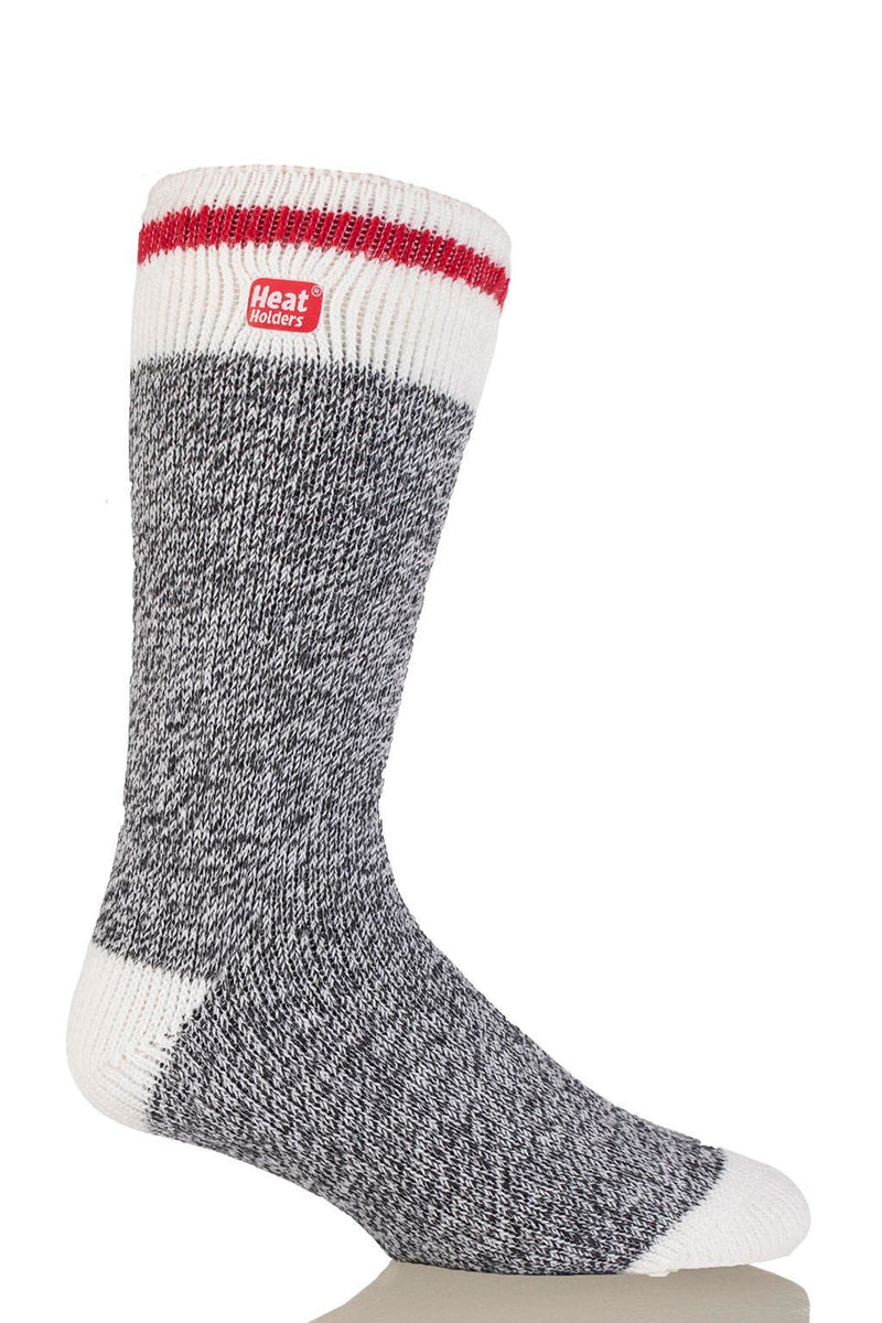 Heat Holders Jeffrey Mens Cream Block Twist Crew Charcoal/Red