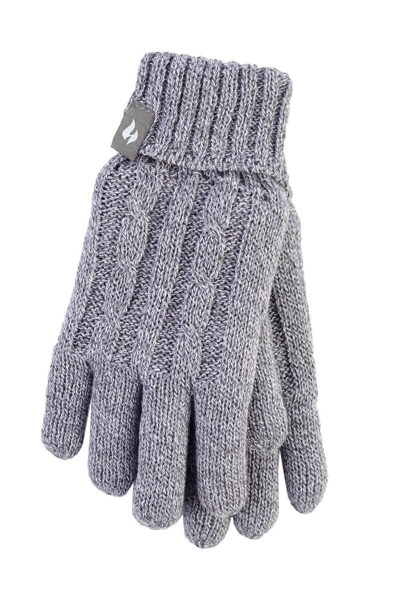 Heat Holders Women's Amelia Cable Knit Thermal Gloves Light Grey