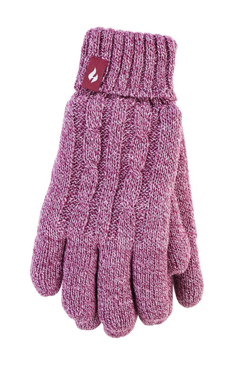 Heat Holders Women's Amelia Cable Knit Thermal Gloves Rose