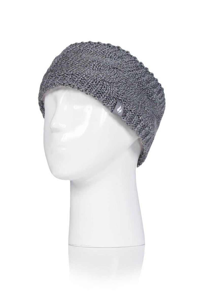 Heat Holders Women's Alta Cable Knit Thermal Headband Charcoal