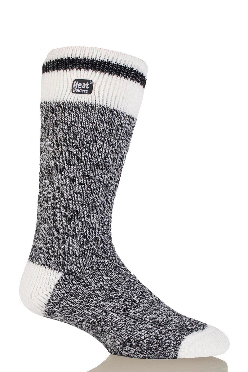 Heat Holders Men's Bunting Lite Cream Block Twist Thermal Crew Sock Black